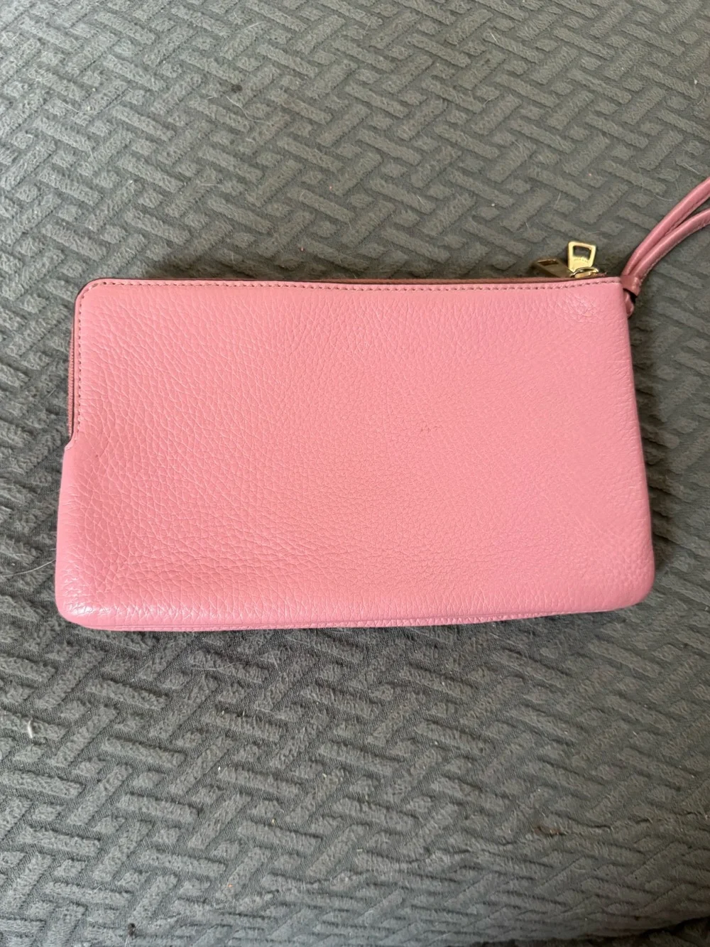 Coach Pink Pebbled Leather Wristlet with Gold Logo